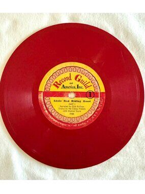 Vintage 1950s Red Record Little Red Riding Hood Children Story 6.5 inch Decor